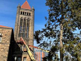 Altgeld Hall bell tower cleaning