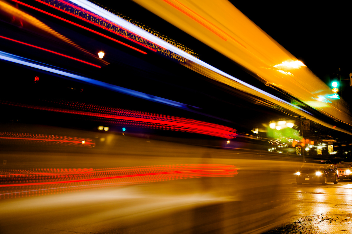 View of traffic lights on the Urbana campus.