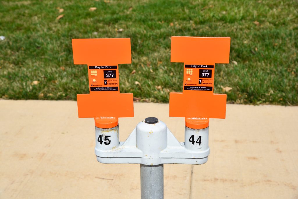 Two orange parking plates, steel Block I