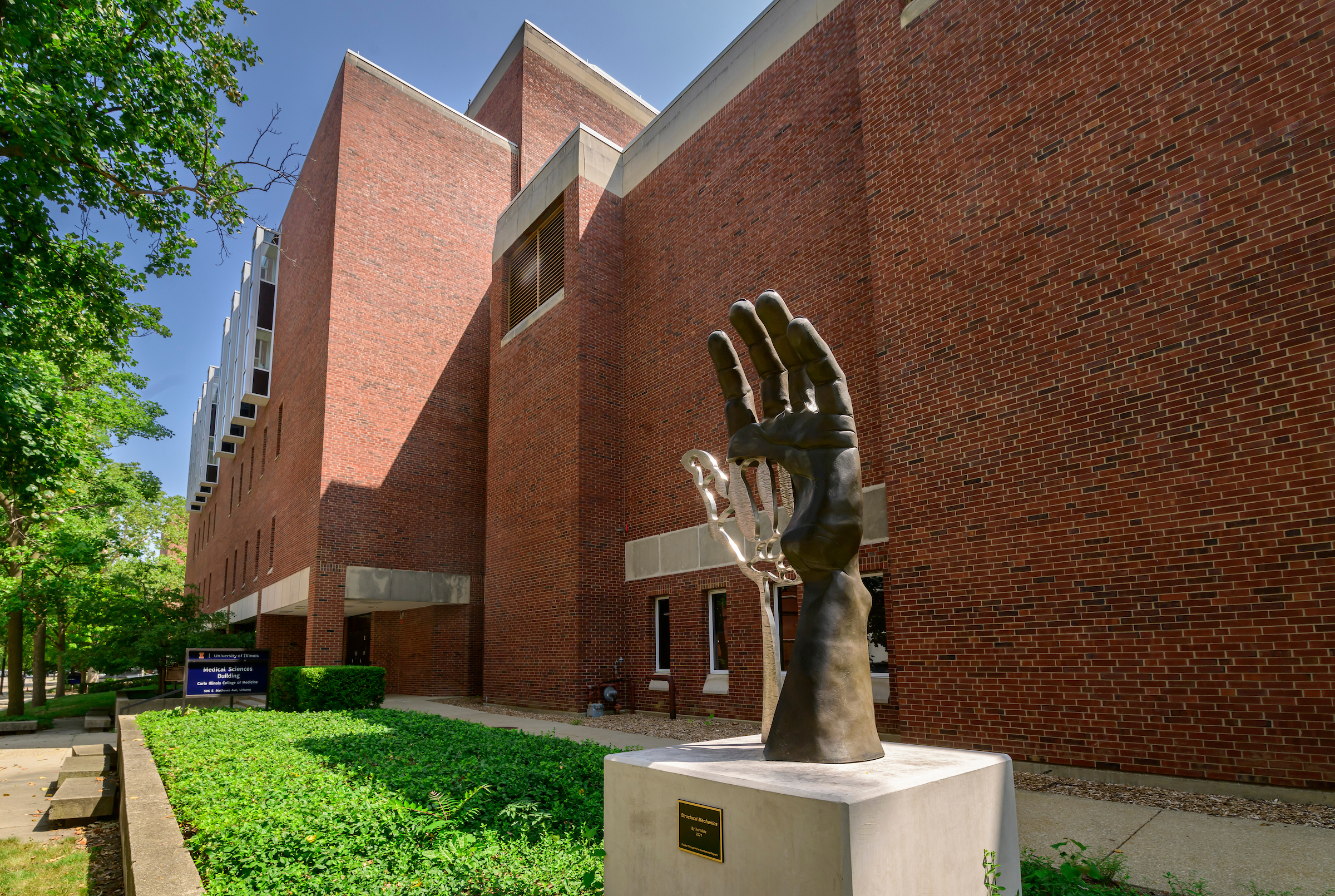 Sculpture "Structural Mechanics" outside Medical Sciences Building