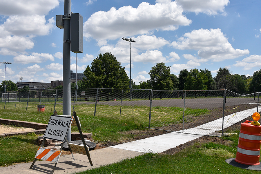 Basketball courts at the corner of Oak Street and Gregory Drive