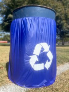 Blue Recycling Barrel Wrap