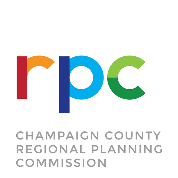 Champaign County Regional Planning Commission wordmark with the "rpc" listed in colors: red, blue, and green respectively