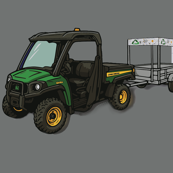 Student Affairs’ ‘Sustainability Gator’ - an off-road four-wheel vehicle with a trailer hitch