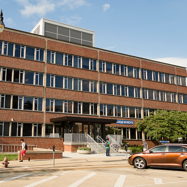 A look at the Turner Student Services Building from John St., which shows the main entrance