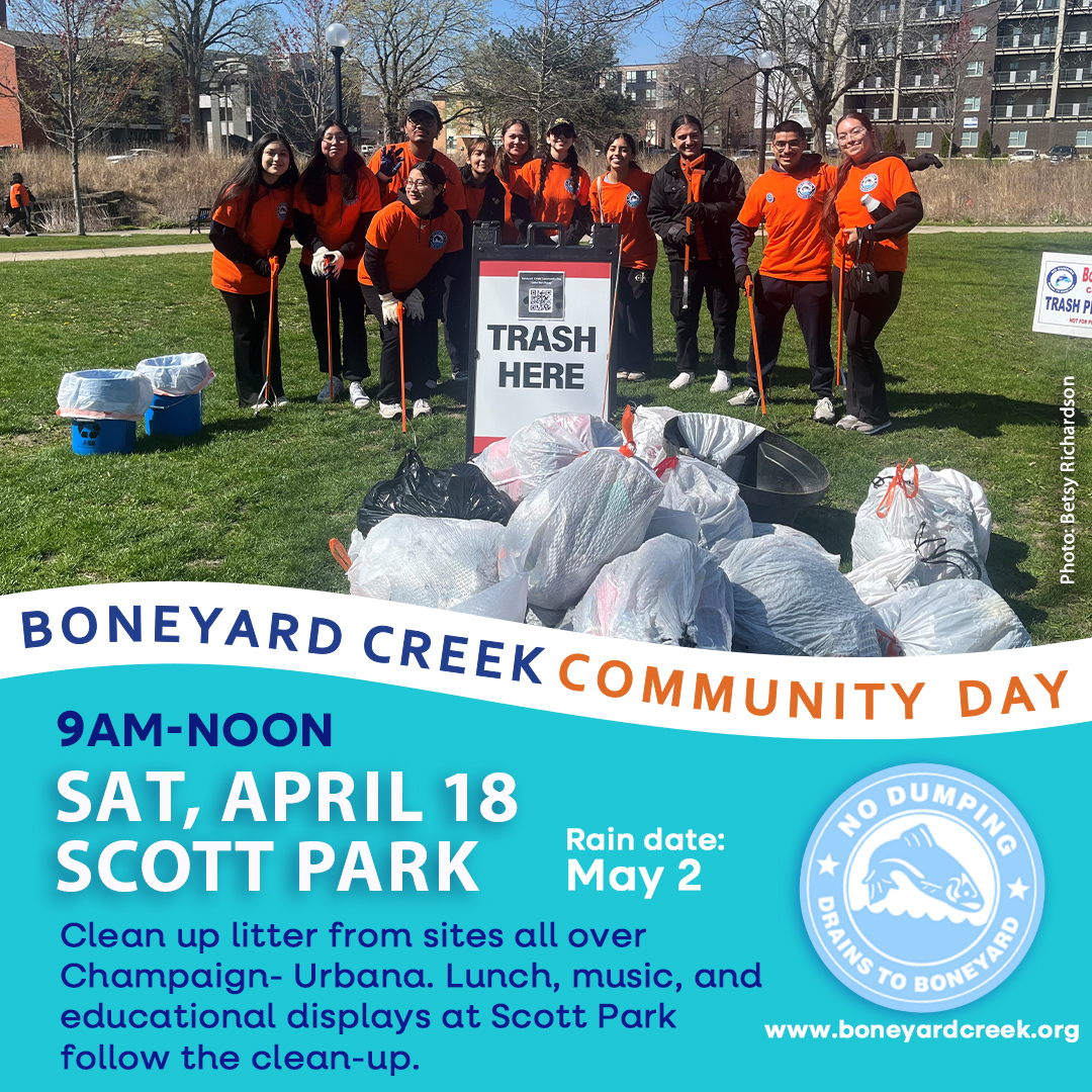 Boneyard Creek Community Day 9 a.m. to noon on Saturday, April 18 at Scott Park