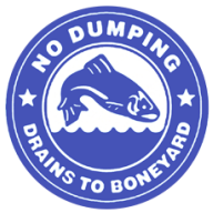 No Dumping - Drains to the Boneyard medallion