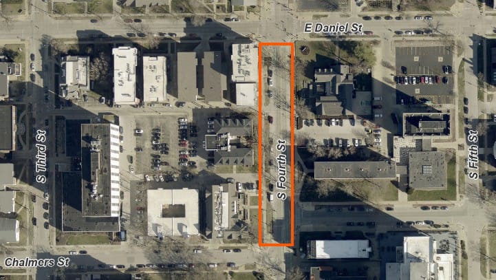 To install sanitary sewer, storm sewer, and water service at 310 Chalmers Street, crews will close the southbound lane of Fourth Street between Daniel Street and Chalmers Street from Monday, May 18, to Monday, June 1, weather permitting. 

During construction, the northbound lane of Fourth Street will remain open, and access to all local properties will be maintained.