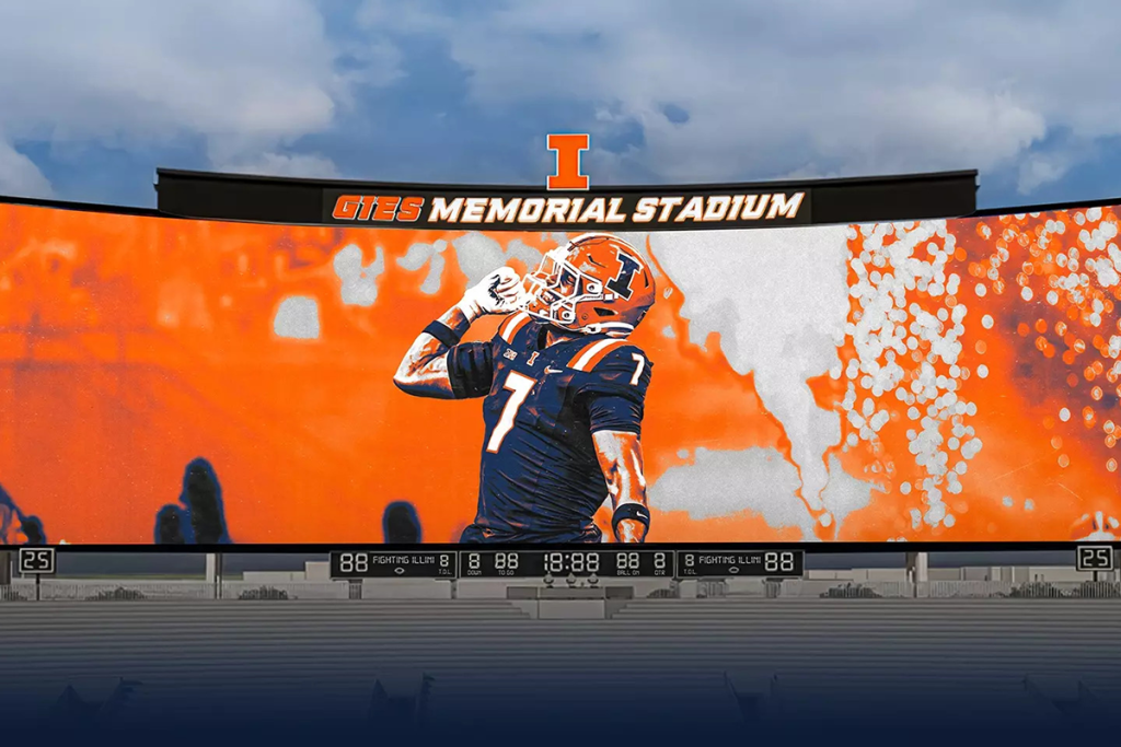 A rendering of the new scoreboard for Gies Memorial Stadium