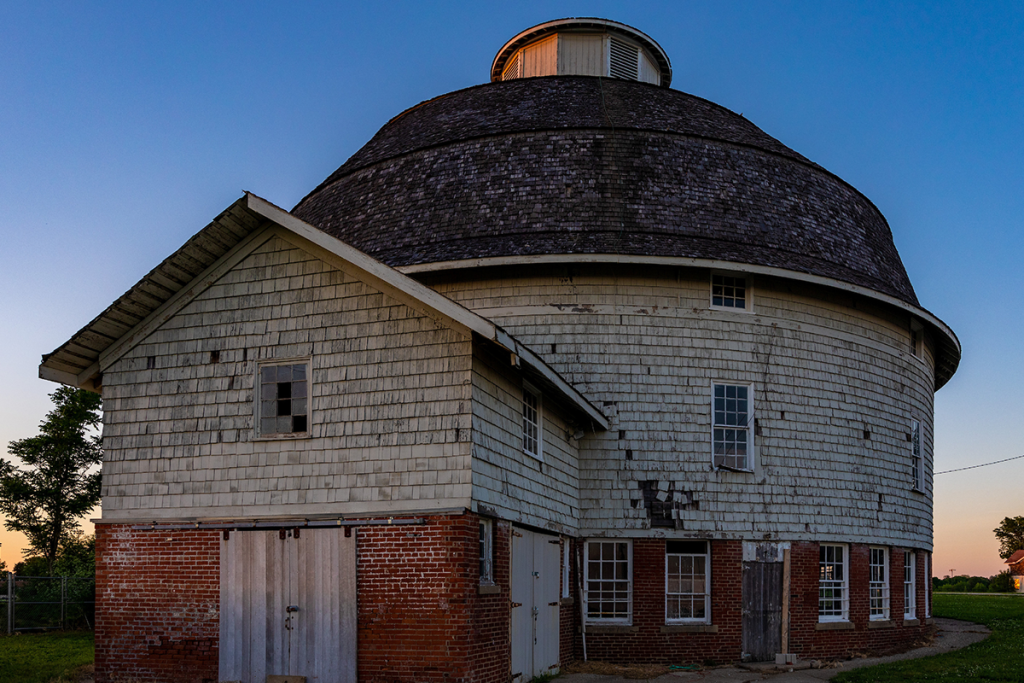 One of the exterior's of the round barns shown in de