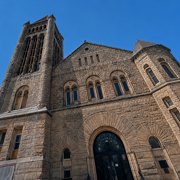 Front facade of Altgeld Hall showing the main entrance with the Department of Mathematics lettering on the arched windows