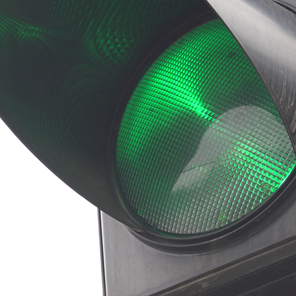 Traffic signal showing a green light