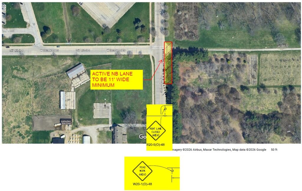 Aerial image showing the extent of this closure